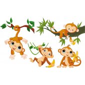 Komplet 4 naklejek Dla Dzieci - Małpki