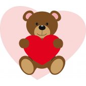 Naklejka ścienna Dla Dzieci - Niedźwiadek i Serce