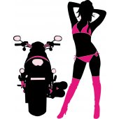 Naklejka ścienna - Kobieta na Motorze