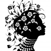 Naklejka ścienna - Kobieta z kwiatów