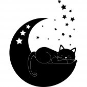 Naklejka ścienna - Kot na Księżycu