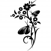 Naklejka ścienna - Kwiat i Motyle