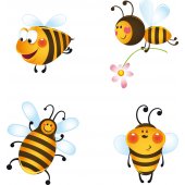 Komplet 4 naklejek Dla Dzieci - Pszczoły