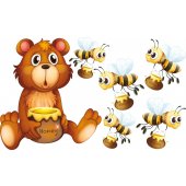 Komplet 5 naklejek Dla Dzieci - Pszczoły i Niedźwiadki