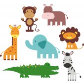 Komplet 7 naklejek Dla Dzieci - Zwierzęta