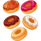 Komplet 7 naklejek - Pączki Donuts