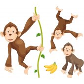 Komplet  naklejek Dla Dzieci - Małpy