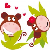 Komplet  naklejek Dla Dzieci - Zakochane Małpy