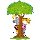 Naklejka ścienna Dla Dzieci - Drzewo i Zwierzęta