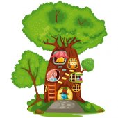 Naklejka ścienna Dla Dzieci - Drzewo i Zwierzęta