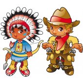 Naklejka ścienna Dla Dzieci - Kowboj i Indianin