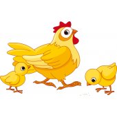 Naklejka ścienna Dla Dzieci - Kura i Kurczaczki