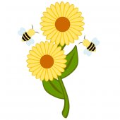 Naklejka ścienna Dla Dzieci - Kwiatek i Pszczoły