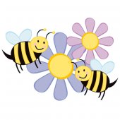 Naklejka ścienna Dla Dzieci - Kwiatki i Pszczoły