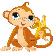 Naklejka ścienna Dla Dzieci - Małpka z bananem