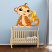 Naklejka ścienna Dla Dzieci - Małpka z bananem