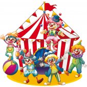 Naklejka ścienna Dla Dzieci - Namiot cyrkowy i klowni