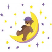 Naklejka ścienna Dla Dzieci - Niedźwiadek i Księżyc