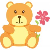 Naklejka ścienna Dla Dzieci - Niedźwiadek i Kwiatki