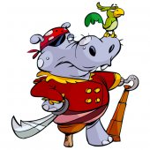 Naklejka ścienna Dla Dzieci - Pirat Hipopotam