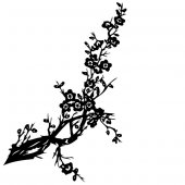 Naklejka ścienna - Gałąź  i Kwiaty Wiśni