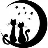 Naklejka ścienna - Koty na Księżycu