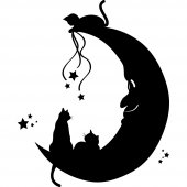Naklejka ścienna - Koty na Księżycu