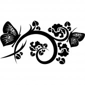 Naklejka ścienna - Kwiat i Motyle