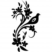 Naklejka ścienna - Kwiat i Ptaki