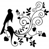 Naklejka ścienna - Kwiat i Ptaki
