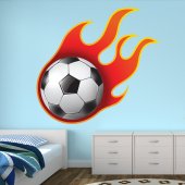 Naklejka ścienna - Piłka nożna w płomieniach